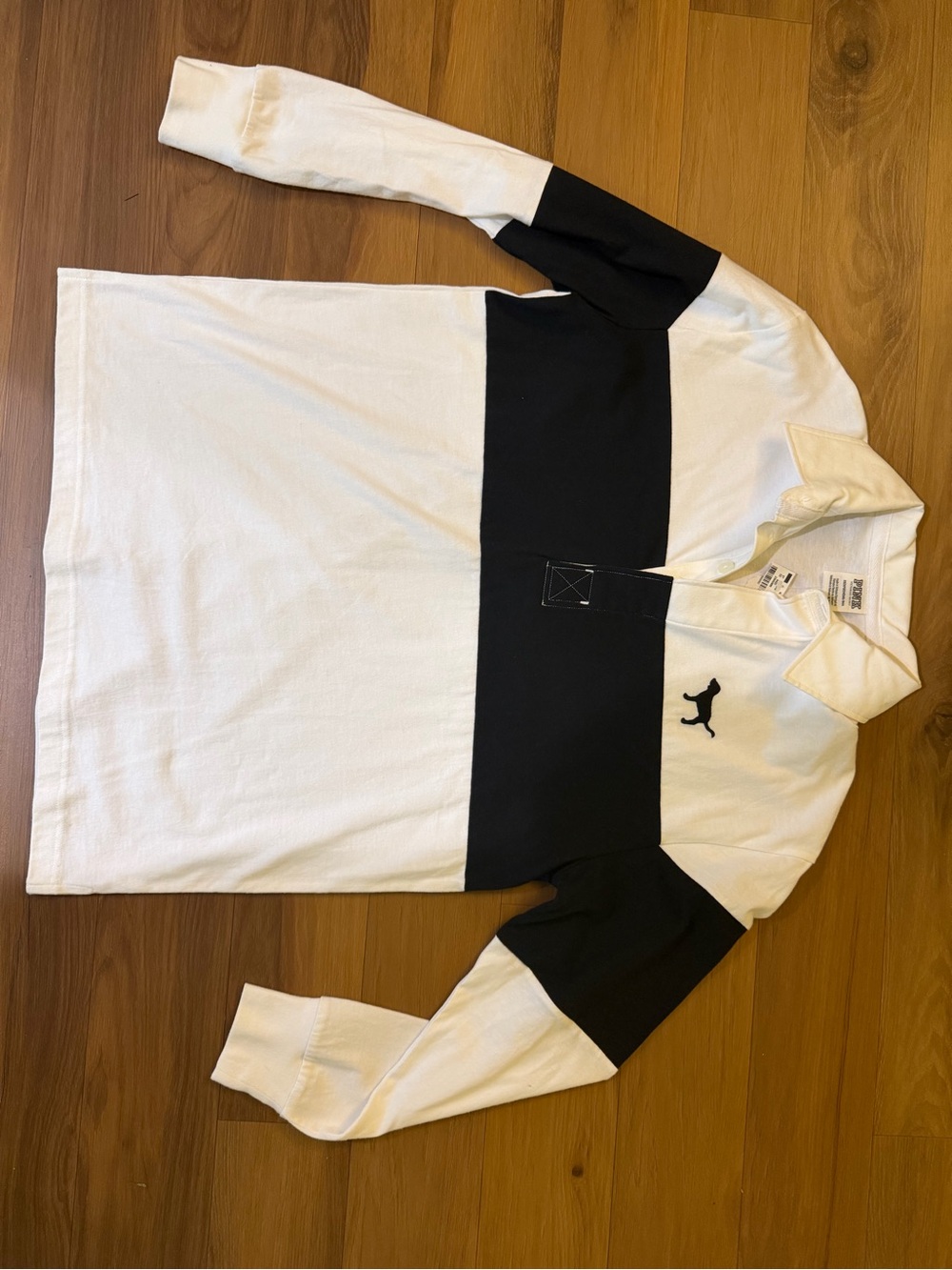PINK Victoria's Secret Black & White Rugby Shirt